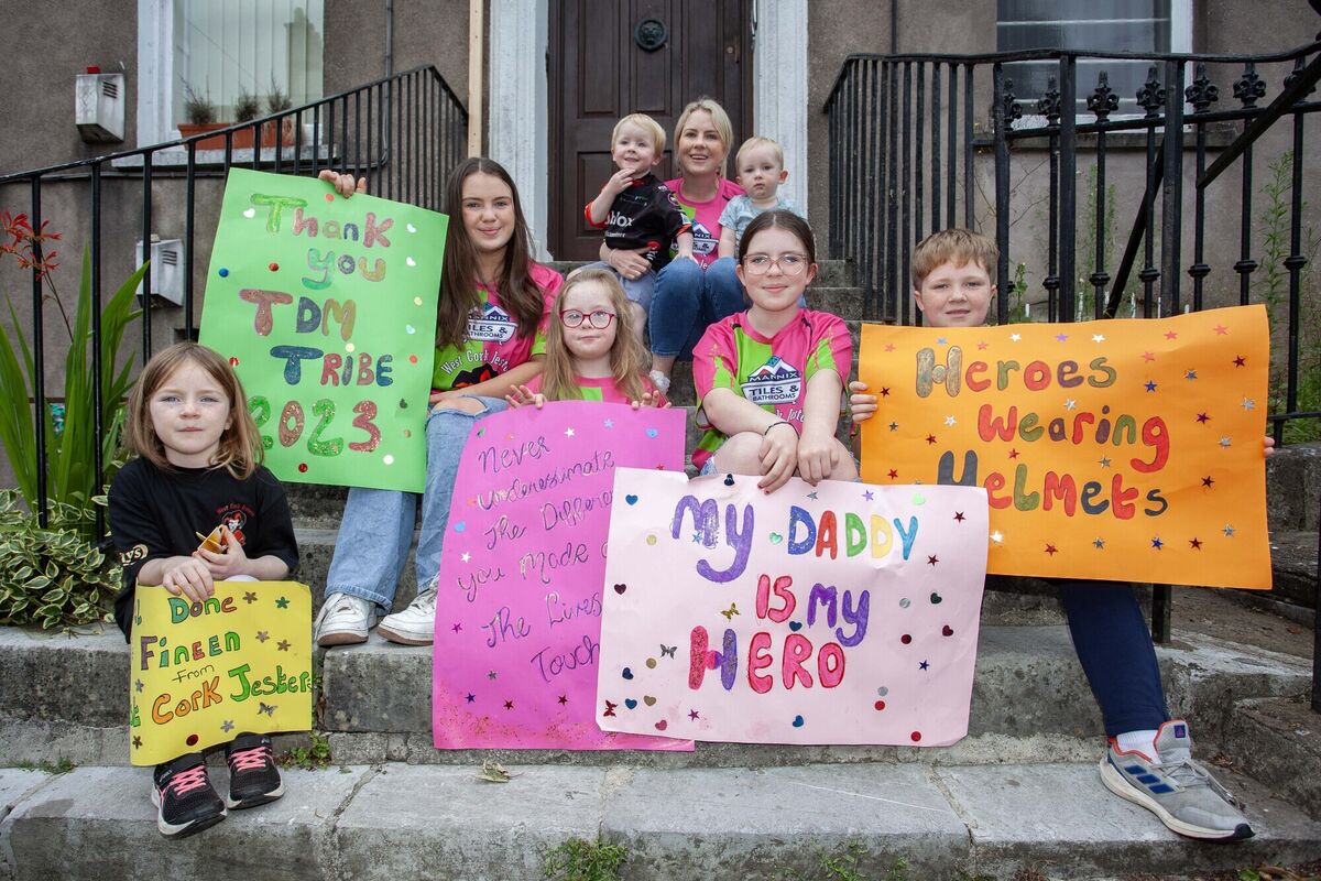 The McCarthy family from Bantry pictured at the end of the 2023 Tour de Munster Charity Cycle on Patrick's Hill. Pic Diane Cusack