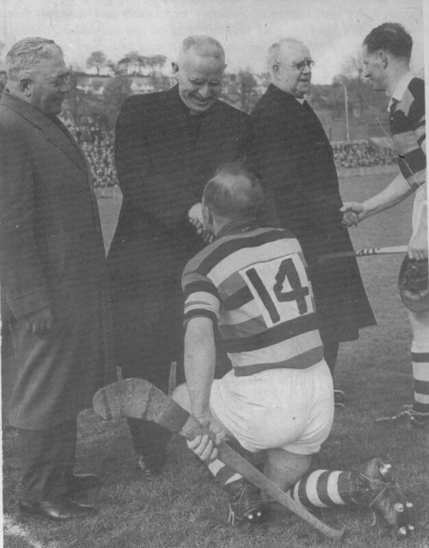 Dinny Barry Murphy (left) on a famous photo of Christy Ring kissing the ring of Dr Lucey, Bishop of Cork, at the 1957 Cork Churches Tournament Dinny Barry Murphy (left) on a famous photo of Christy Ring kissing the ring of Dr Lucey, Bishop of Cork, at the 1957 Cork Churches Tournament