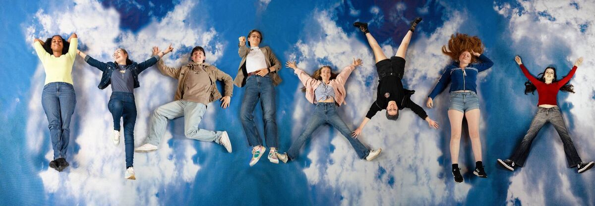 The Young Playwrights Programme participants of 2023; Aobha Lynch, Kellie-Anne Holmes, Michael Corbett, Anna Gaytan, Anna Dunlea, Shiv McGrath and Eimear Sheehan and Elsa Forrest. Picture: Celeste Burdon 