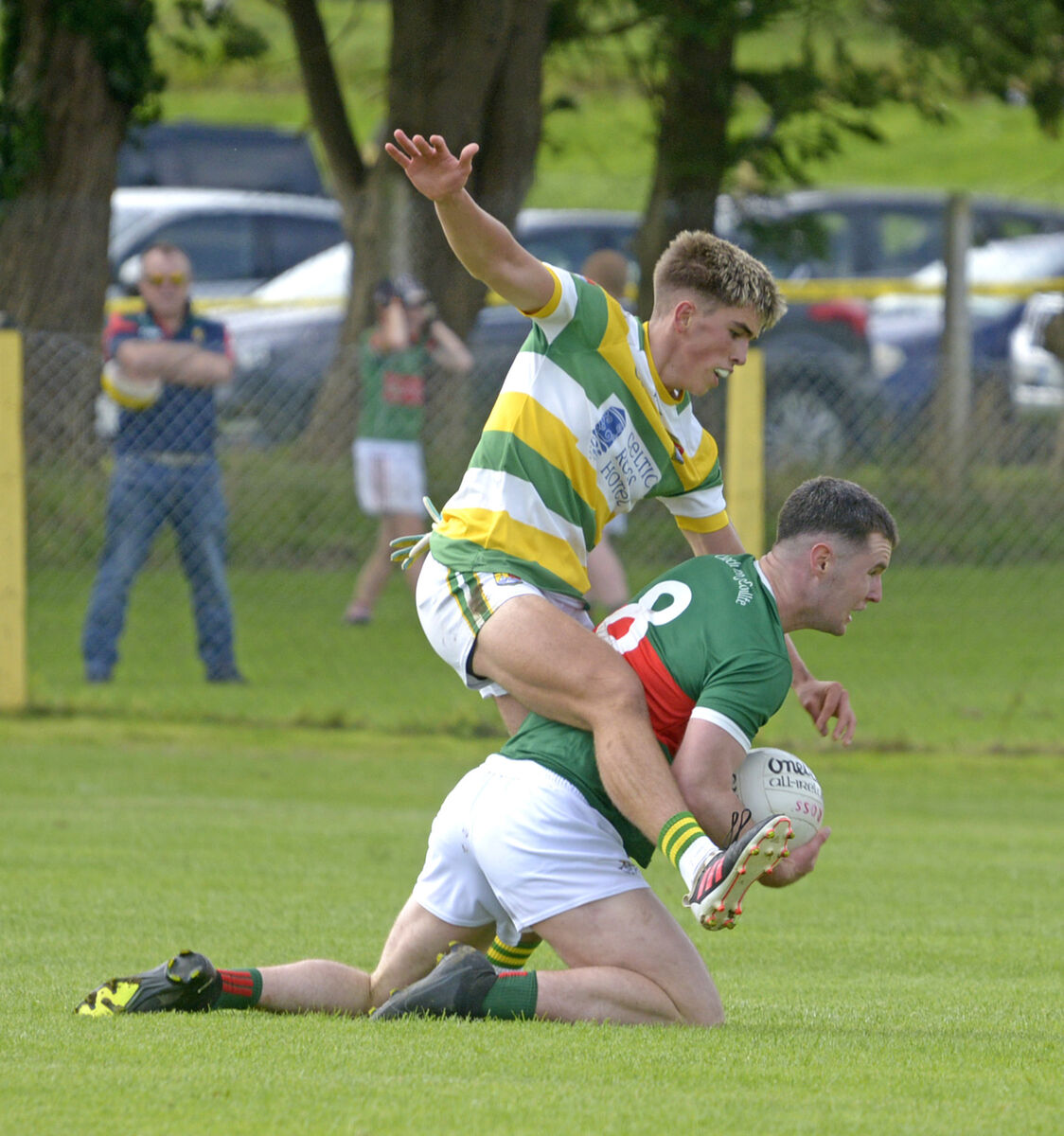 Clonakilty's Maurice Shanley under pressure from Kieran Santry, Carbery Rangers. Picture: Denis Boyle Clonakilty's Maurice Shanley under pressure from Kieran Santry, Carbery Rangers. Picture: Denis Boyle