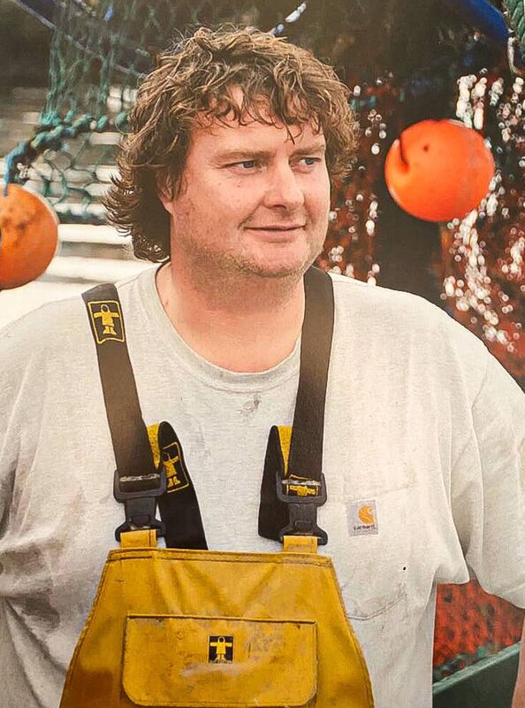 Shane Murphy in his younger days as a fisherman in his oil skins.