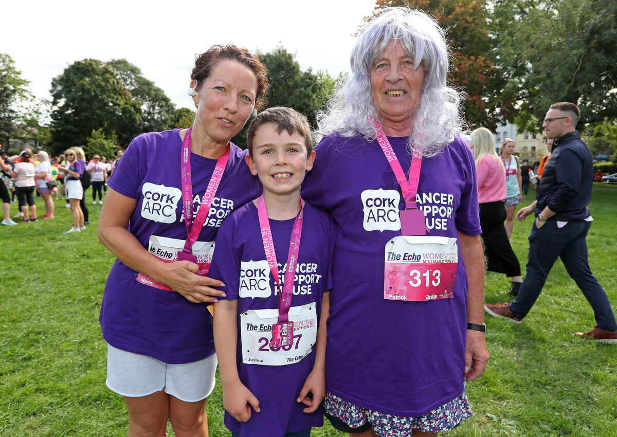 Marie and Joshua Cronin Hackett with Pat Cronin taking part in aid of Cork Arc Cancer Support House. Picture: Jim Coughlan. Marie and Joshua Cronin Hackett with Pat Cronin taking part in aid of Cork Arc Cancer Support House. Picture: Jim Coughlan.