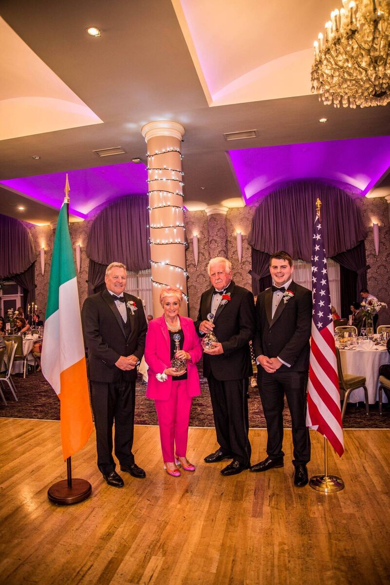 President of B.P.& P association Thomas Browne, Honorees Maureen Forrest and Denis Mulcahy, Banquet Chairperson Robert Daly. Picture: Gerard O'Sullivan. President of B.P.& P association Thomas Browne, Honorees Maureen Forrest and Denis Mulcahy, Banquet Chairperson Robert Daly. Picture: Gerard O'Sullivan.