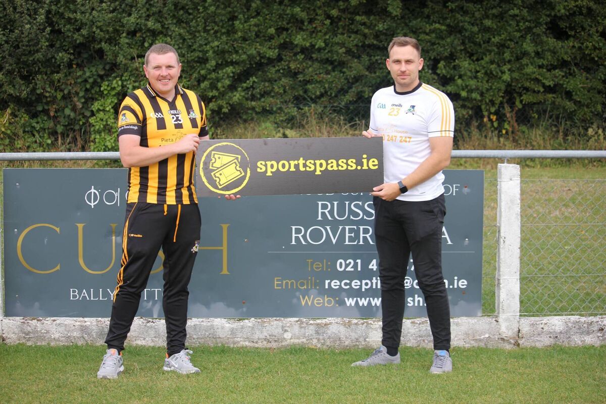 Chairperson of Russell Rovers GAA Club, Michael Mannion and Ciarán Sheehan at the launch of Sportspass.ie at Russell Rovers GAA Grounds in Shanagarry. Chairperson of Russell Rovers GAA Club, Michael Mannion and Ciarán Sheehan at the launch of Sportspass.ie at Russell Rovers GAA Grounds in Shanagarry.