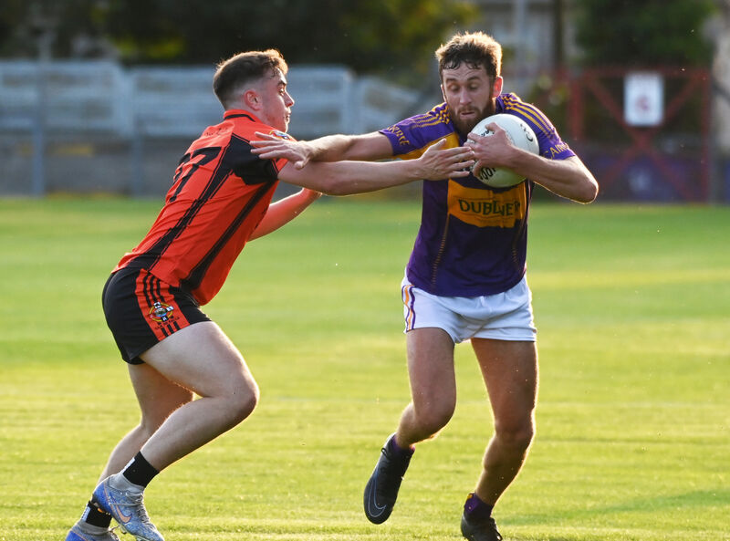 Carbery's Kevin Casey takes on Duhallow's Brian O'Keeffe during the Cork Divisions/College Premier SFC semi-final. Picture: Eddie O'Hare