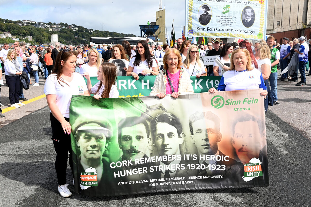The 2023 National Hunger Strike Commemoration took place in Cork today with thousands marching from Kennedy Quay to the National Monument, Grand Parade Cork where the keynote speaker was Michelle O’Neill. Picture: Larry Cummins. The 2023 National Hunger Strike Commemoration took place in Cork today with thousands marching from Kennedy Quay to the National Monument, Grand Parade Cork where the keynote speaker was Michelle O’Neill. Picture: Larry Cummins.