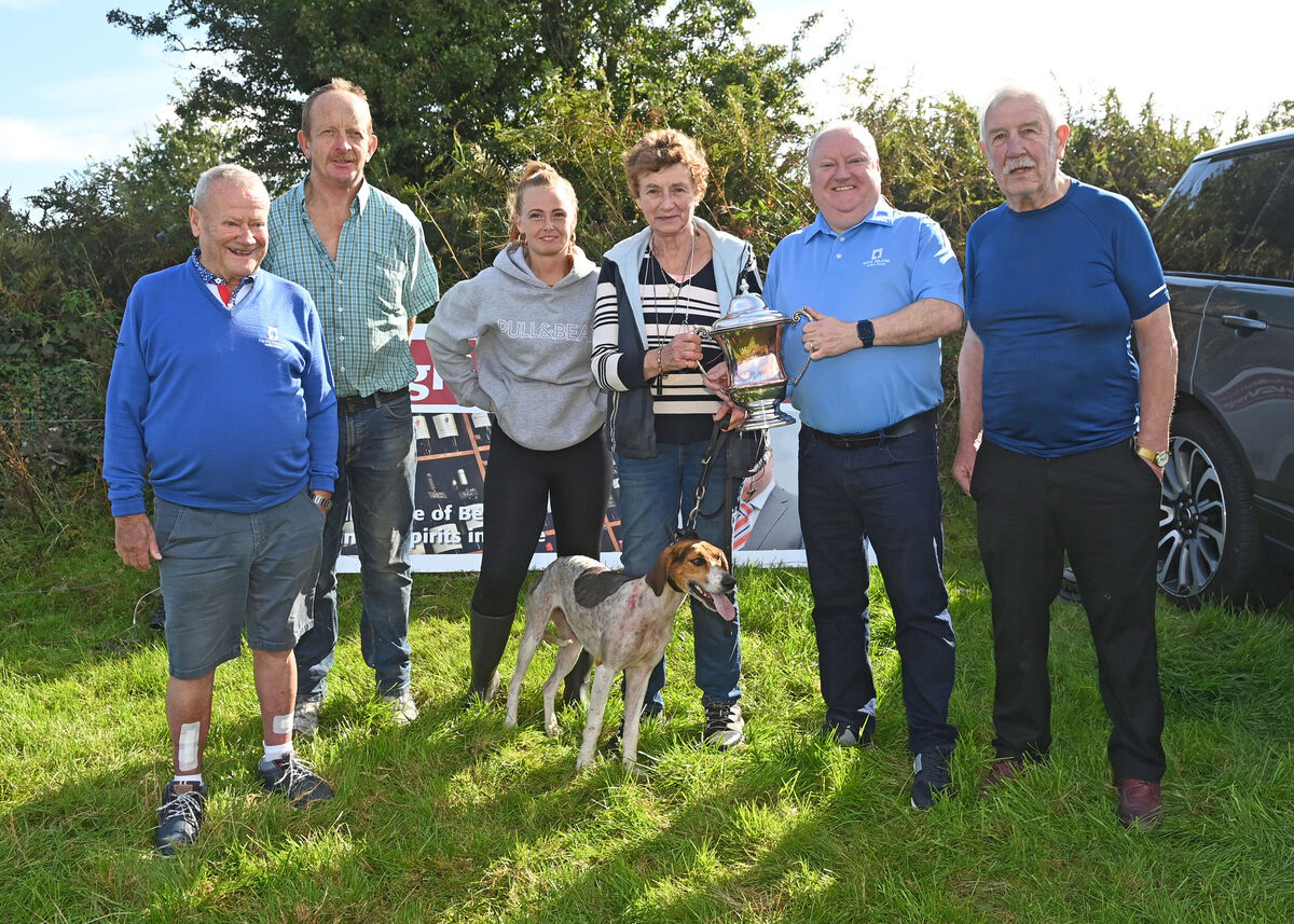 Tomás Singleton with Sheila Cummins, Shankiel Harriers, owner of Penny's Girl, along with Gerry Murphy, Chloe Murray, Tom Singleton and Mick Malone after the maiden race at Dawstown. Picture: Eddie O'Hare
