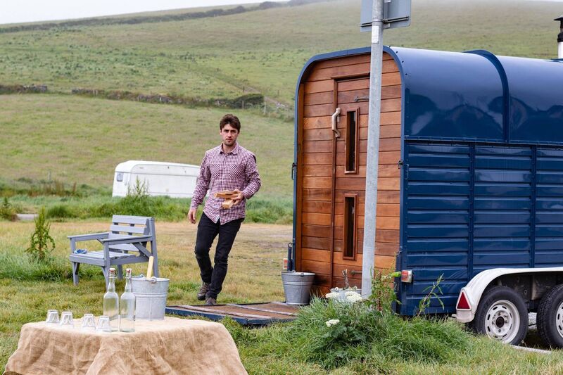  Mike McCarthy gathering firewood for his sauna, Cedar &amp; Steam Mobile Sauna.  Picture: Richard Gordon 