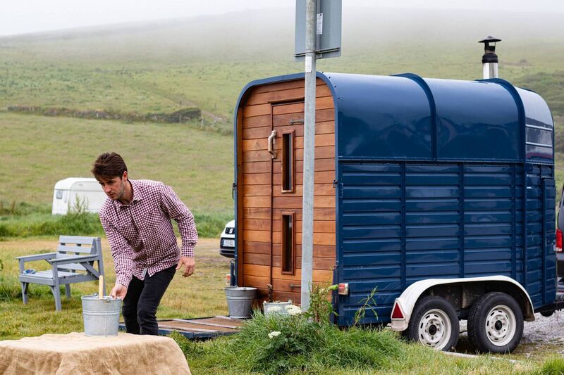 Mike McCarthy outside his sauna, Cedar &amp; Steam Mobile Sauna. Picture: Richard Gordon 
