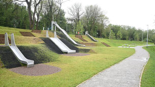 <p> There's picnic benches and children's play slides at the newly developed Holland Park at The Marina, Blackrock Cork. Picture Larry Cummins</p>