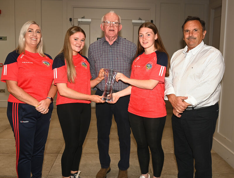 Kevin Cummins, Cummins Sport, awards sponsors, with Ally Mulkerrins and Ciara Kelleher, goalkeeping coach Michelle Gould and Mick Evans, chair judging panel. Picture: Eddie O'Hare