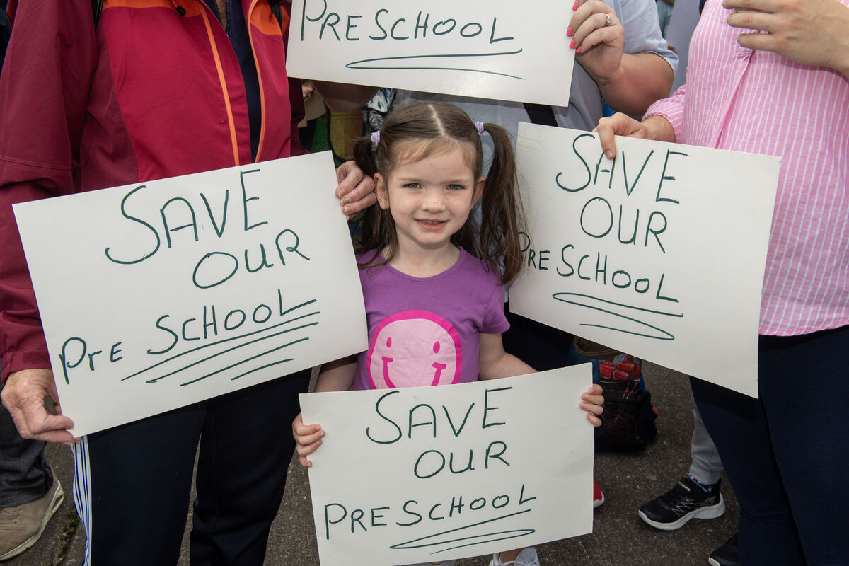 Four-year-old Ava Flannagan protesting over the closure of the Before 5 Family Centre and Creche in Churchfield, Cork. Picture Dan LinehaN Four-year-old Ava Flannagan protesting over the closure of the Before 5 Family Centre and Creche in Churchfield, Cork. Picture Dan LinehaN