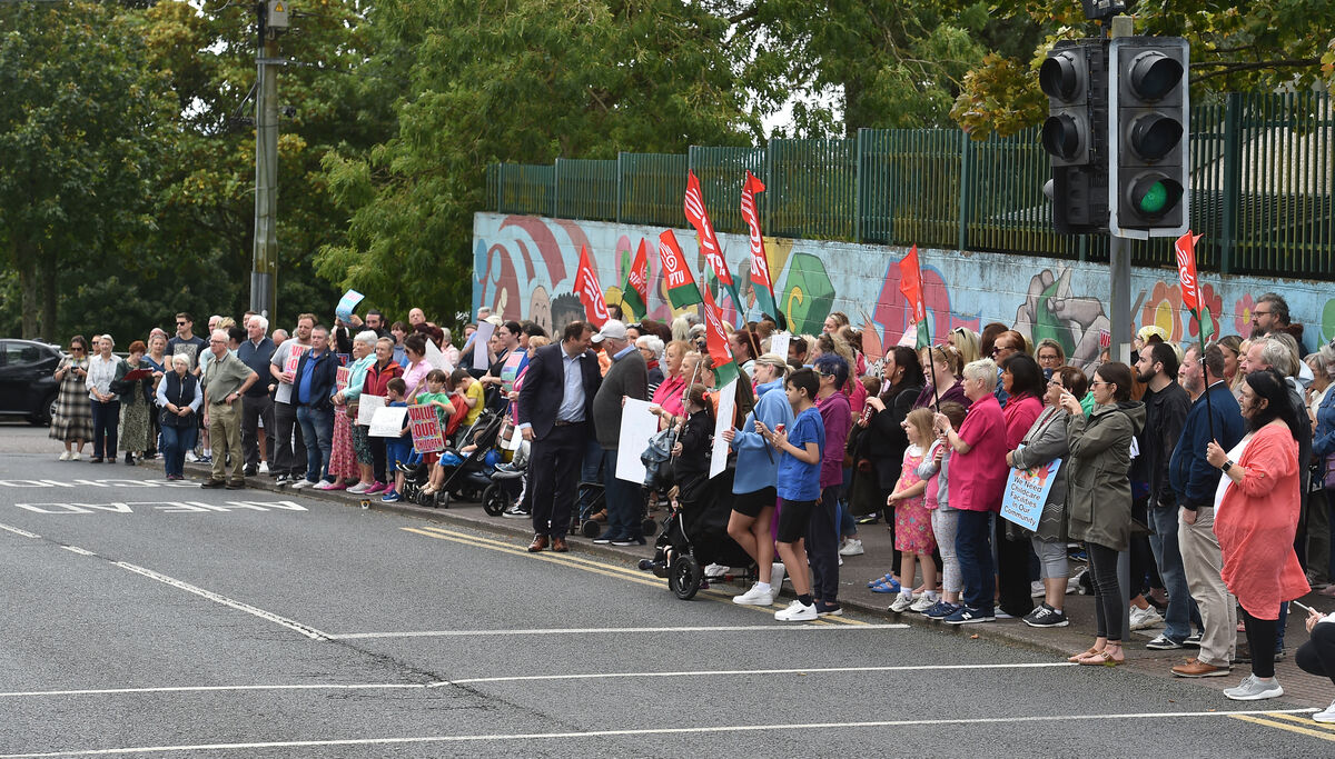Family members and their children turned out to protest over the closure of the Before 5 Family Centre and Creche in Churchfield, Cork. Picture Dan Linehan Family members and their children turned out to protest over the closure of the Before 5 Family Centre and Creche in Churchfield, Cork. Picture Dan Linehan