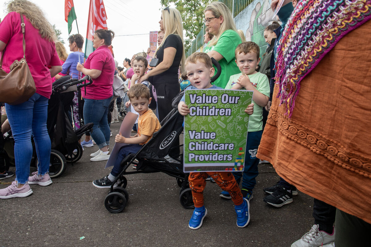 Young Archie O'Sullivan and his brothers Ben and Oliver out to protest over the closure of the Before 5 Family Centre and Creche in Churchfield, Cork. Picture Dan LinehaN Young Archie O'Sullivan and his brothers Ben and Oliver out to protest over the closure of the Before 5 Family Centre and Creche in Churchfield, Cork. Picture Dan LinehaN
