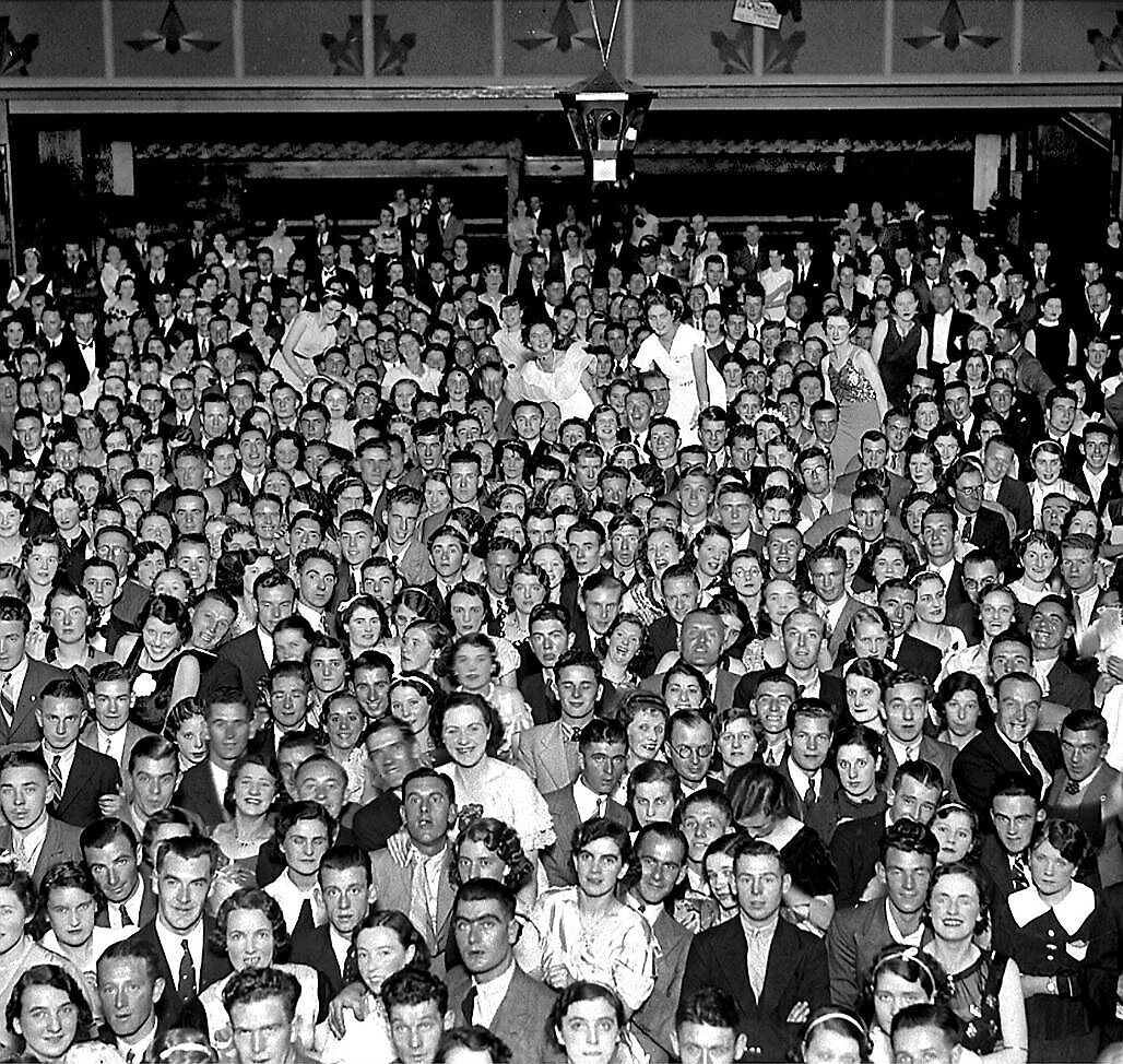Sunbeam workers in their hundreds at a night out at the Arcadia Ballroom in October, 1936 - a reader recalls later decades when it was a nightclub and held student nights.