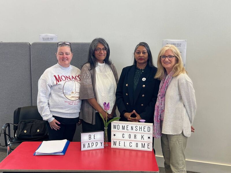 Valerie O’Mahony, Subha Priya, Shantie Tedjai-Carroll and D. Kelleher at the information day at Carrigaline Library recently for Cork South Lee Women's Shed.