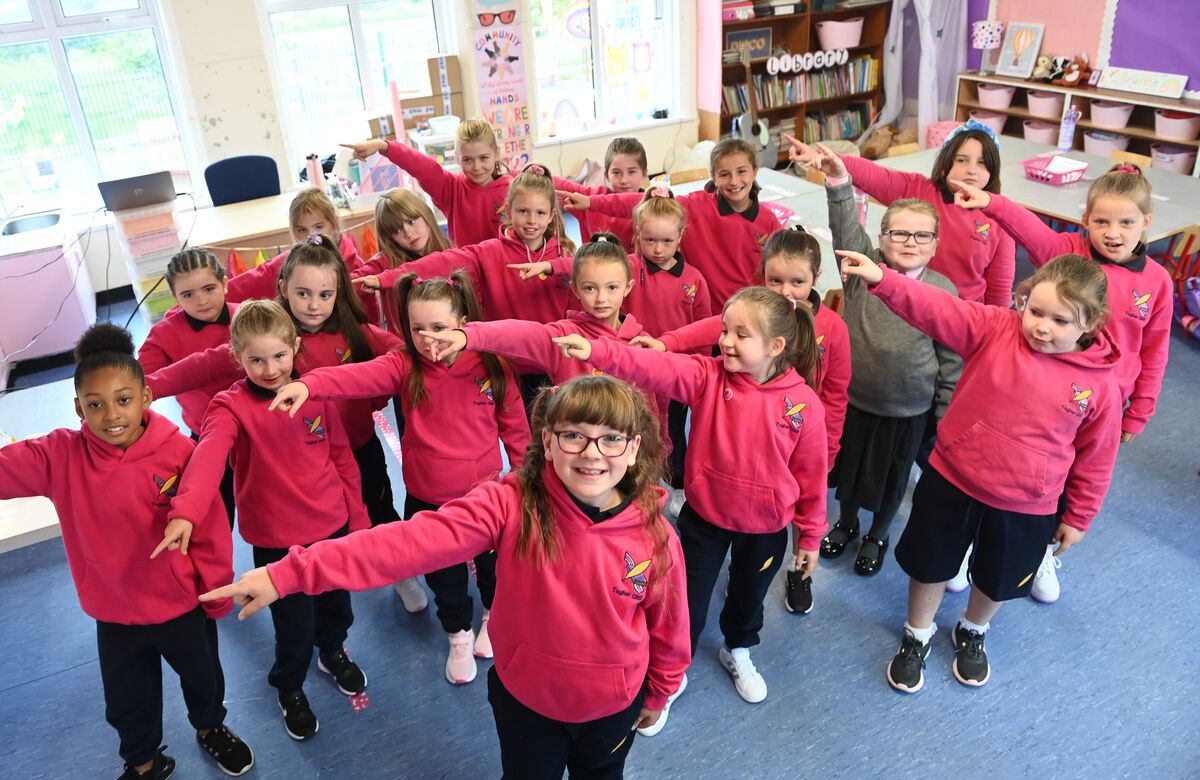 Molly O'Keeffe and second class classmates dance in the classroom upon returning to Togher Girls National School on Wednesday. Pic Larry Cummins Molly O'Keeffe and second class classmates dance in the classroom upon returning to Togher Girls National School on Wednesday. Pic Larry Cummins