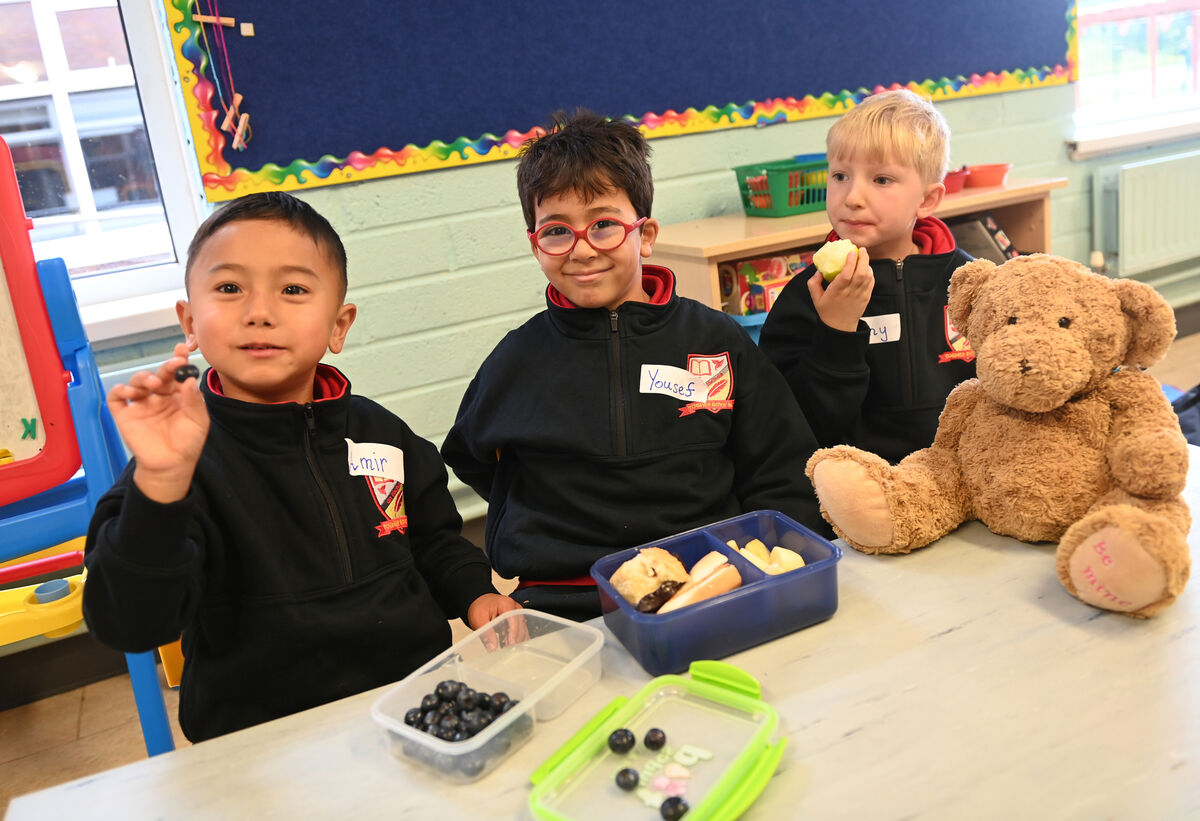 Amir, Yousef and Anthony on their first day at school at Togher Boys National School on Wednesday. Pic:Larry Cummins Amir, Yousef and Anthony on their first day at school at Togher Boys National School on Wednesday. Pic:Larry Cummins
