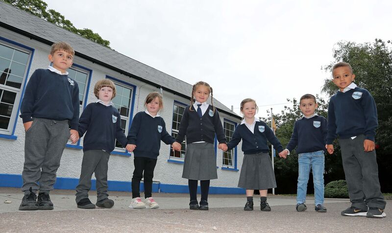  Junior Infants, Donnacha, Malachy, Aoife, Pippa, Saoirse, Nikolas and Felix at St Fin Barre's National School, Gillabbey Terrace, Cork. Picture: Jim Coughlan.