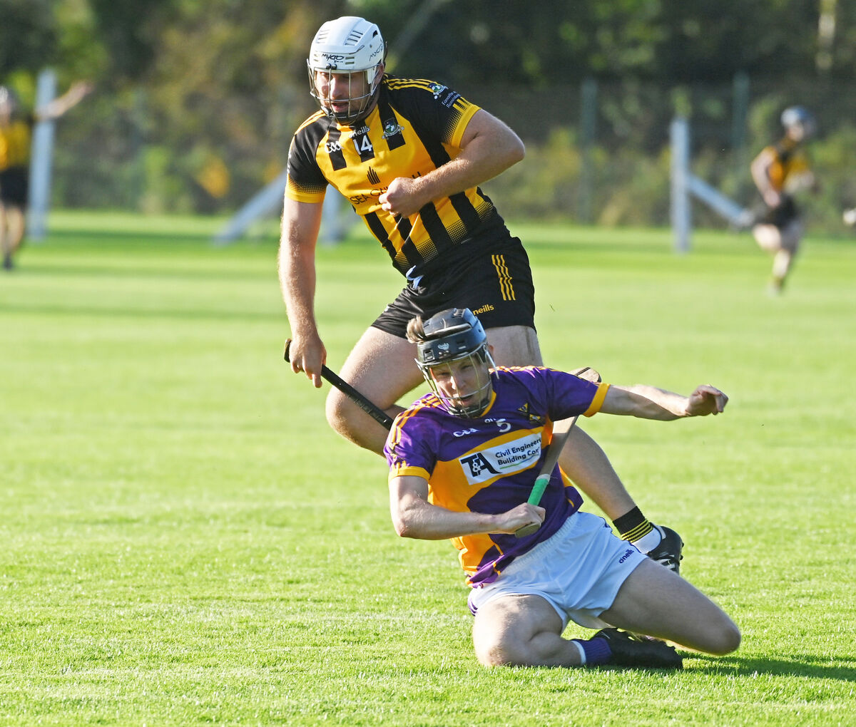 Russell Rovers'  Ciaran Sheehan turns inside the tackle of St. Catherine's Conor Hegarty. Picture: Eddie O'Hare.