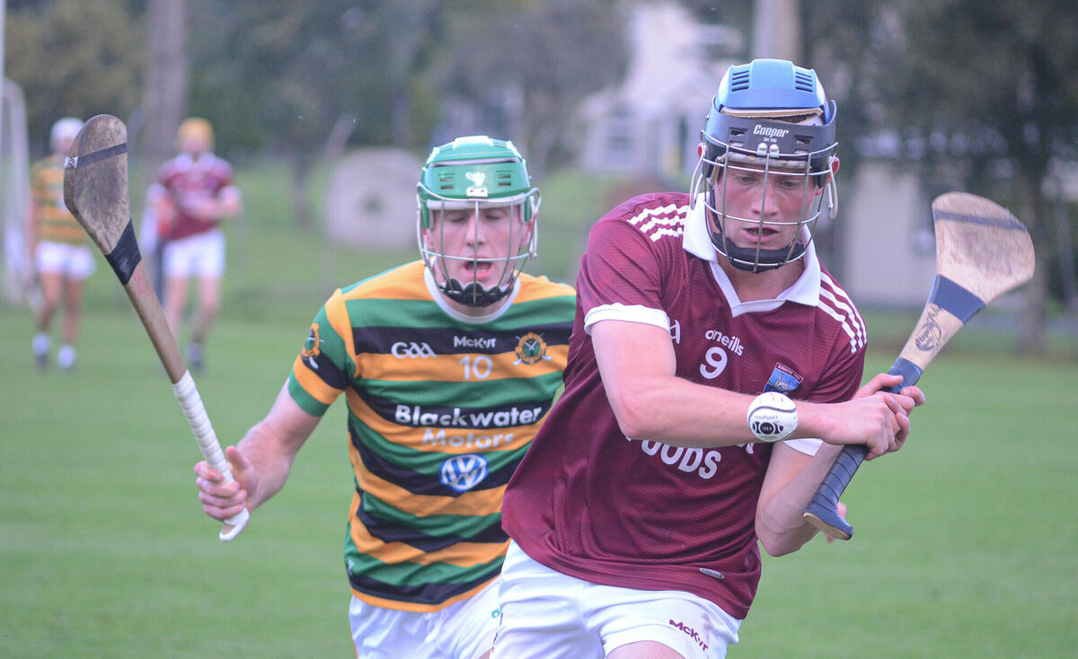 Argideen Rangers' Philip Flynn clears the sliotar from Danny Murphy of Glen Rovers. Picture: Howard Crowdy