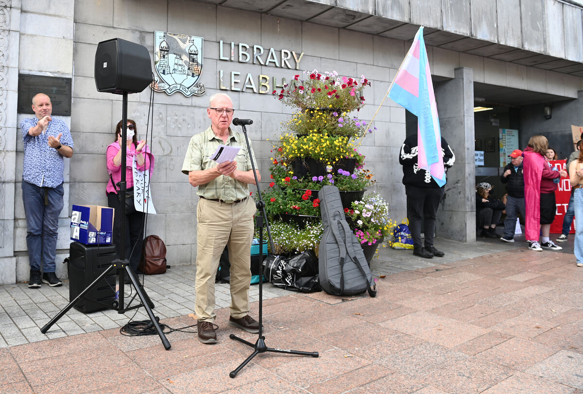 Cllr Ted Tynan speaking at the counter-protest organised by Cork Rebels for Peace who gathered in solidarity with library staff, outside the Cork City Library, Grand Parade, in opposition to the 'Cork Says NO' protest rally against refugees and trans-rights. Pic Larry Cummins Cllr Ted Tynan speaking at the counter-protest organised by Cork Rebels for Peace who gathered in solidarity with library staff, outside the Cork City Library, Grand Parade, in opposition to the 'Cork Says NO' protest rally against refugees and trans-rights. Pic Larry Cummins