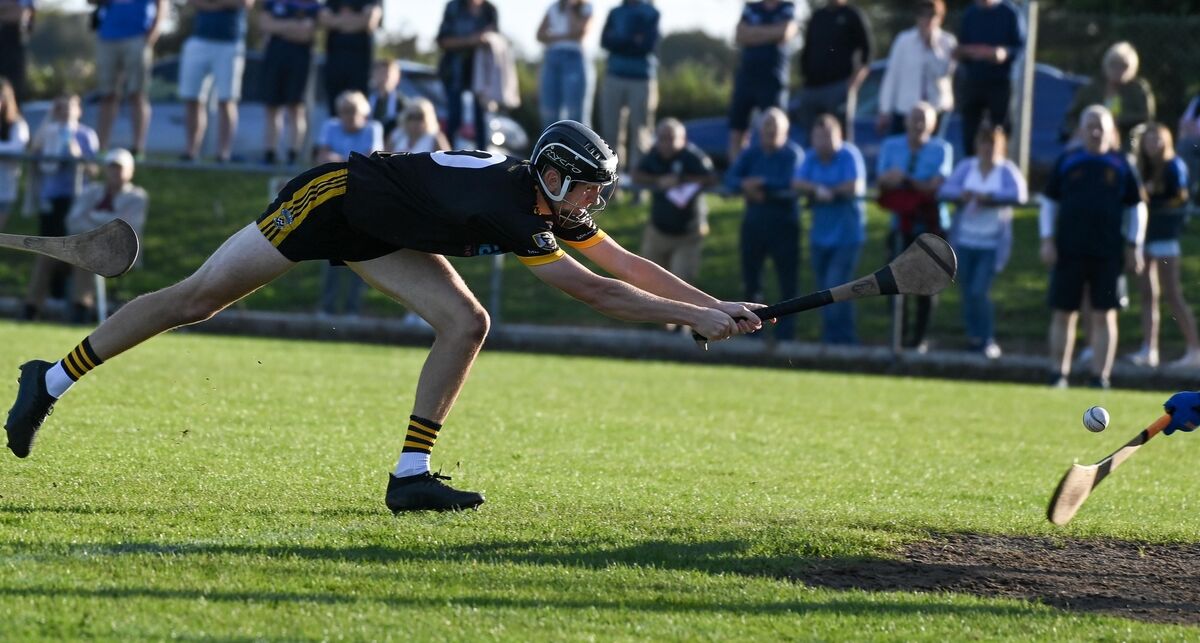 Fermoy's David O'Callaghan finishes the ball to the Carrigtwohill net past Shane Devlin, during their Senior AHC clash at Watergrasshill. Picture: David Keane. Fermoy's David O'Callaghan finishes the ball to the Carrigtwohill net past Shane Devlin, during their Senior AHC clash at Watergrasshill. Picture: David Keane.
