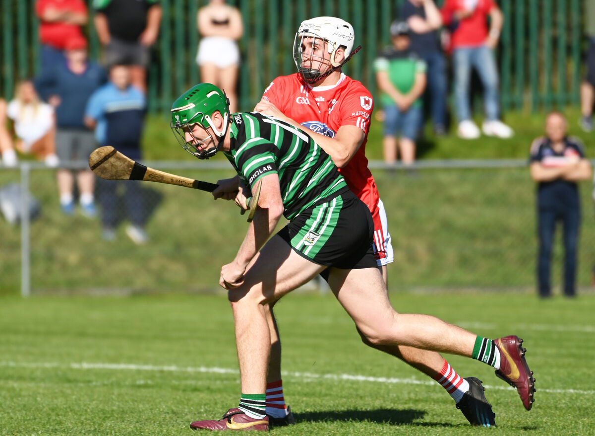 Charleville's Jack Meade tries to half the progress of Brian Hartnett of Douglas during the Co-op SuperStores Cork Premier SHC game at Mourneabbey. Picture: Eddie O'Hare Charleville's Jack Meade tries to half the progress of Brian Hartnett of Douglas during the Co-op SuperStores Cork Premier SHC game at Mourneabbey. Picture: Eddie O'Hare