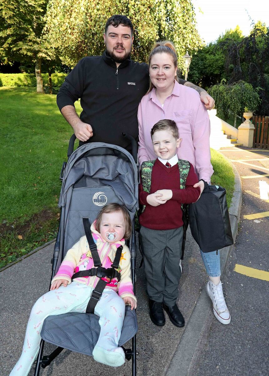 JJ O'Donnchu, dropped to school by, Rosie and Jonathan O'Donoghue and Jessica Hornibrook. JJ O'Donnchu, dropped to school by, Rosie and Jonathan O'Donoghue and Jessica Hornibrook.