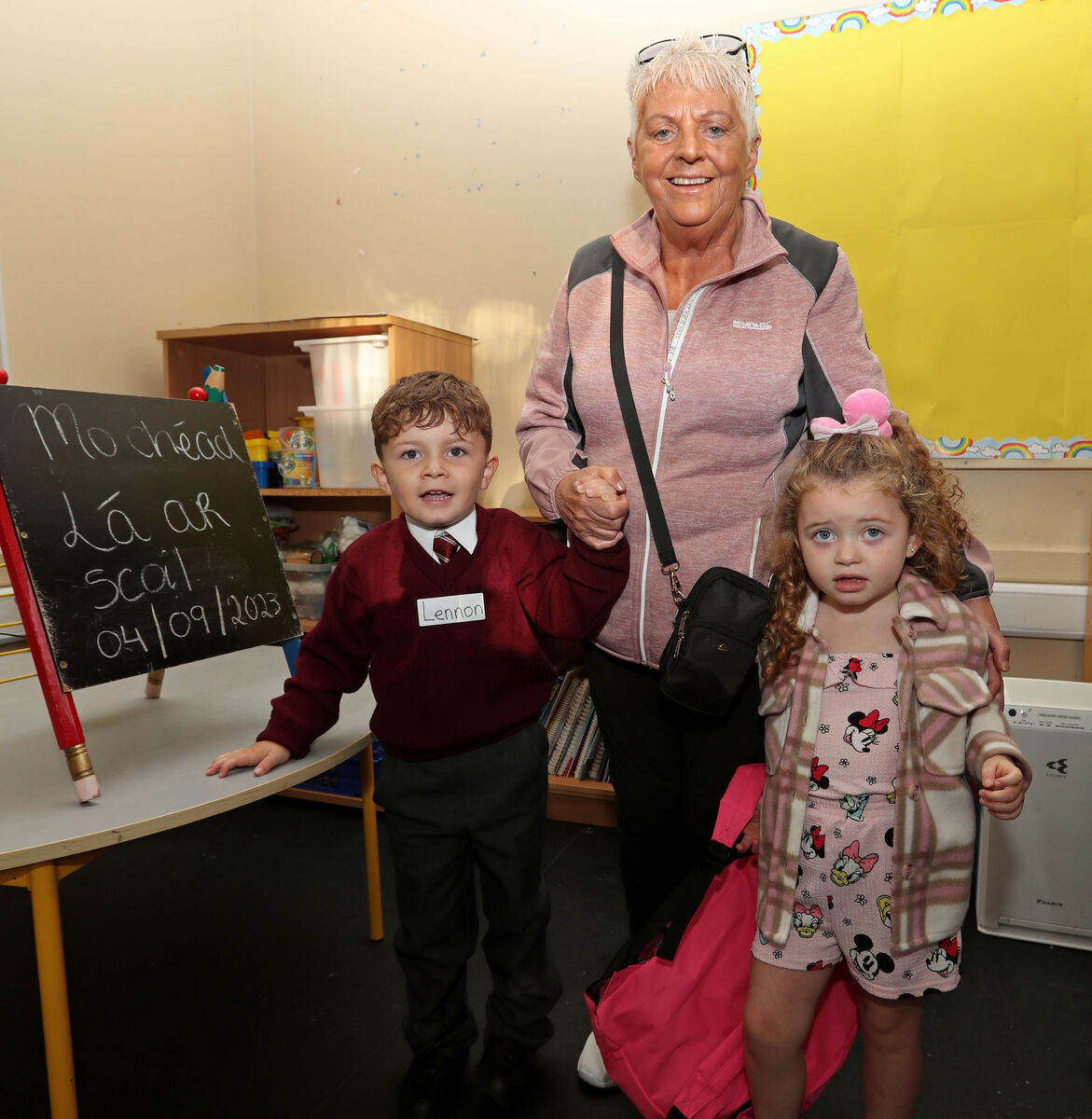 Lennon Carroll, Junior Infants with Agnes Nolan and Harper Carroll. Picture: Jim Coughlan. Lennon Carroll, Junior Infants with Agnes Nolan and Harper Carroll. Picture: Jim Coughlan.