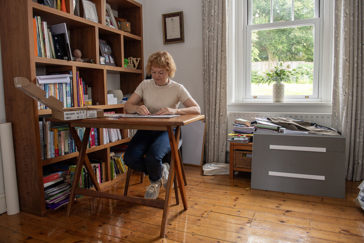 Mary K Sullivan working on a visual arts piece. Picture: Dan Linehan