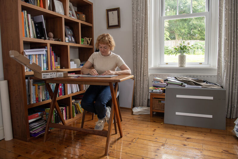 Mary K Sullivan working on a visual arts piece. Picture: Dan Linehan
