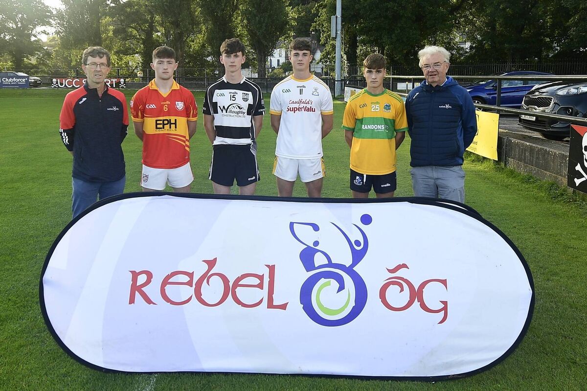 Rory Noonan, PRO Rebel Óg; Oisín McLaughlin, Éire Óg; Rory Honohan, Donoughmore; Kevin Hannon, Bandon; Brian Galvin, Glanmire. and Aidan Luttrell, Rebel Óg, ahead of the Premier 2 MFC semi-finals. Picture: Steven Lynch Rory Noonan, PRO Rebel Óg; Oisín McLaughlin, Éire Óg; Rory Honohan, Donoughmore; Kevin Hannon, Bandon; Brian Galvin, Glanmire. and Aidan Luttrell, Rebel Óg, ahead of the Premier 2 MFC semi-finals. Picture: Steven Lynch