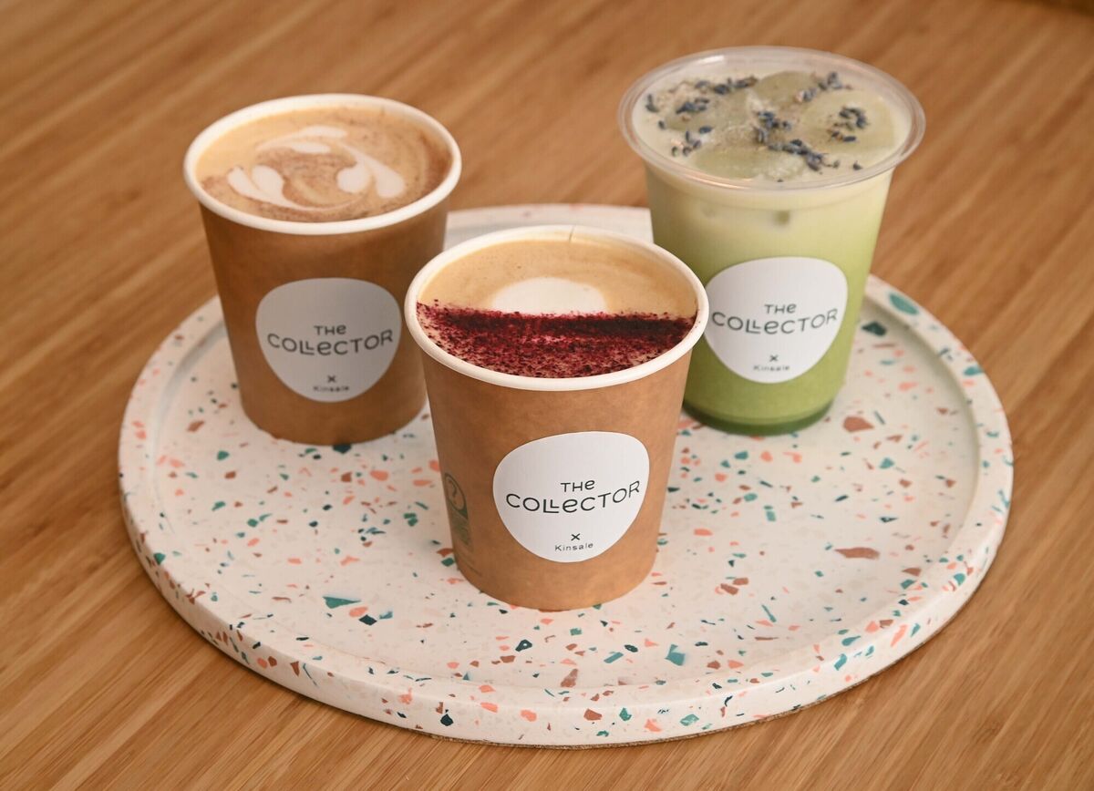 Bananas Foster Latte, Aren Latte and Lavender Matcha Latte at The Collector, Concept Store & Coffee(ish) Bar, Kinsale. Picture: Denis Minihane. Bananas Foster Latte, Aren Latte and Lavender Matcha Latte at The Collector, Concept Store & Coffee(ish) Bar, Kinsale. Picture: Denis Minihane.