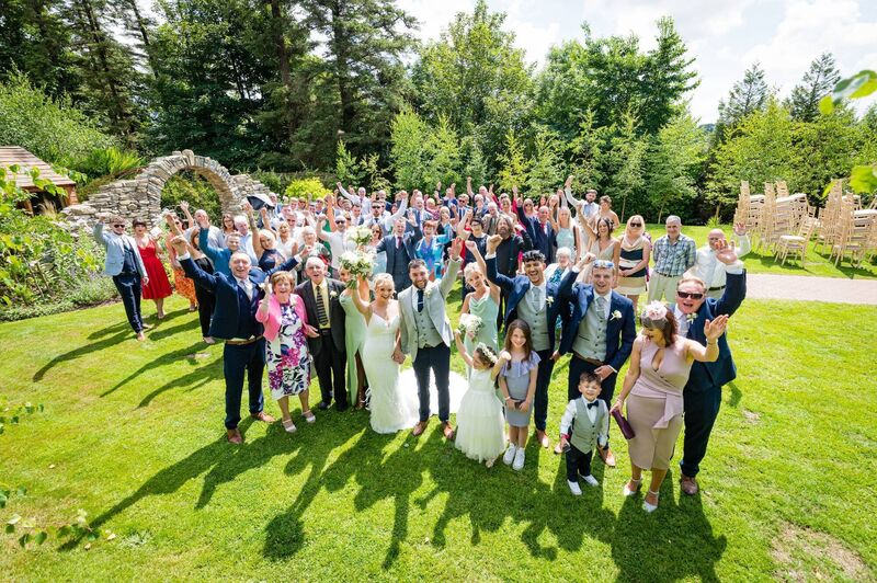 The couple with guests.