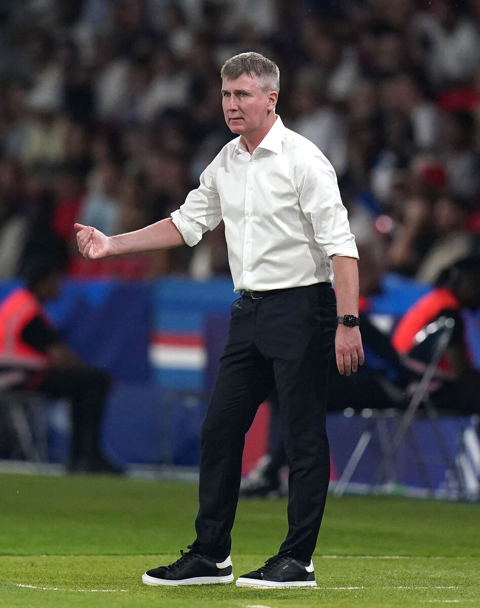 Republic of Ireland manager Stephen Kenny gestures on the touchline during the UEFA Euro 2024 Qualifying Group B match at the Parc des Princes, Paris. 