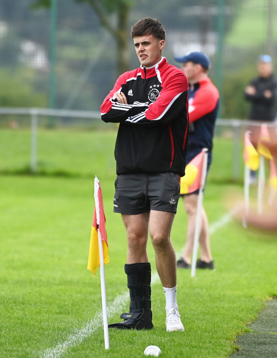Charleville's Darragh Fitzgibbon watching his side against Erin's Own last month. The Cork hurler will be out for three months. Picture: Eddie O'Hare