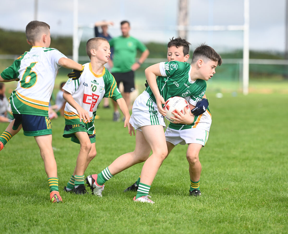 Shay Crean, St Vincent's in action against Delany's at the gaelic football tournament. Pic Larry Cummins. Shay Crean, St Vincent's in action against Delany's at the gaelic football tournament. Pic Larry Cummins.