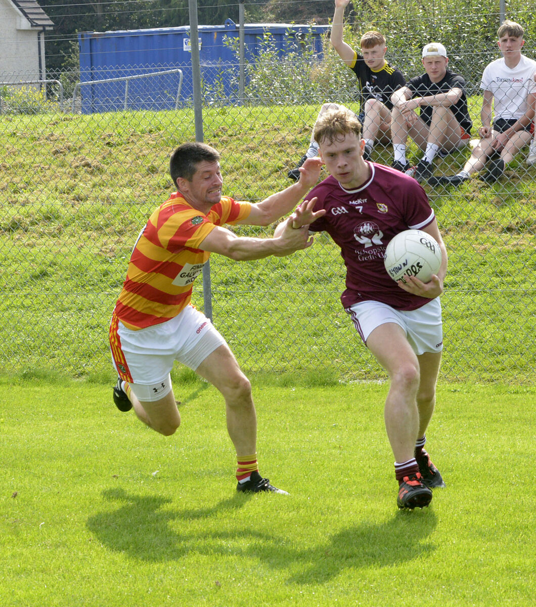 Newcestown's Tadhg Twomey tackling Bishopstown's Liam Horgan. Picture: Denis Boyle Newcestown's Tadhg Twomey tackling Bishopstown's Liam Horgan. Picture: Denis Boyle