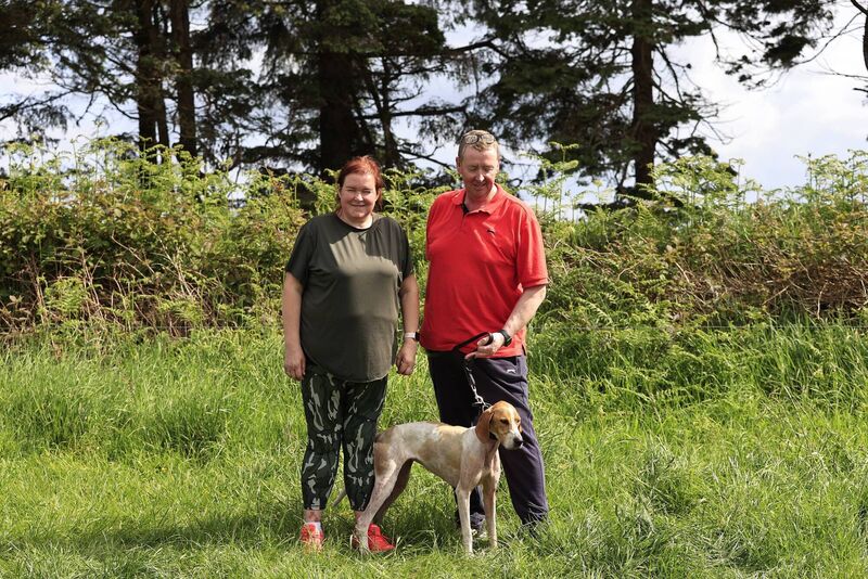 Trina and Ken Long of Southern/Carrigaline Harriers with Blue Daisy winner of the IHT Senior draghunt at Crossmahon 