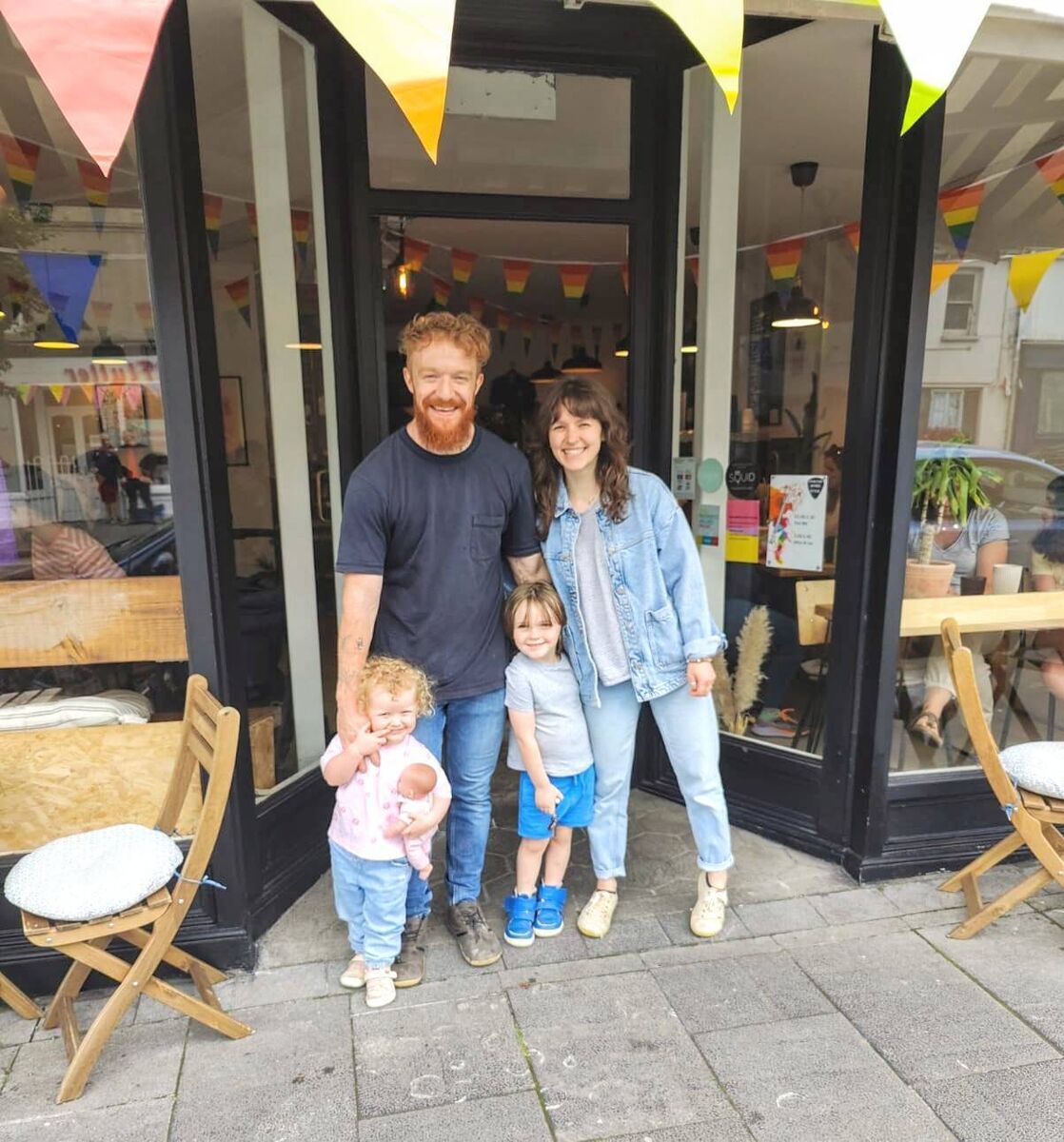 Mikey Shinnick of The Town Coffee Co, with family, Bernadette, Nainsi and Llewyn. Mikey Shinnick of The Town Coffee Co, with family, Bernadette, Nainsi and Llewyn.