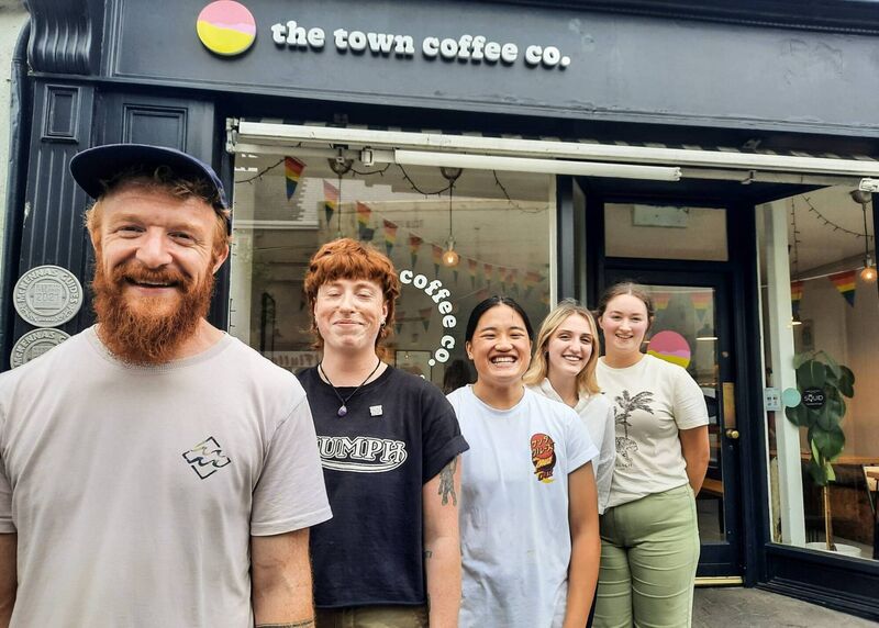 Mikey Shinnick of The Town Coffee Co, with his team.
