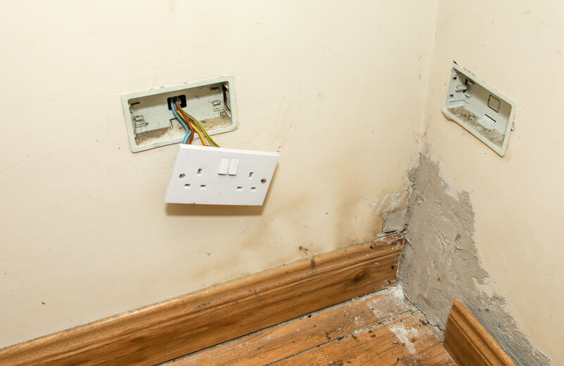 Sockets been replaced after the wiring was eaten throught by rats, an example of the poor living conditions in homes on Baker's Road, Cork. - Picture: David Creedon