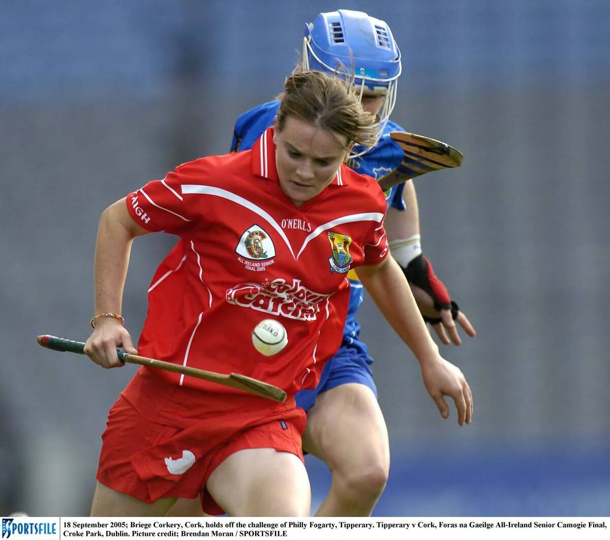 Briege Corkery, Cork, holds off the challenge of Philly Fogarty, Tipperary. Tipperary v Cork, Foras na Gaeilge All-Ireland Senior Camogie Final, Croke Park, Dublin. Picture credit; Brendan Moran Briege Corkery, Cork, holds off the challenge of Philly Fogarty, Tipperary. Tipperary v Cork, Foras na Gaeilge All-Ireland Senior Camogie Final, Croke Park, Dublin. Picture credit; Brendan Moran