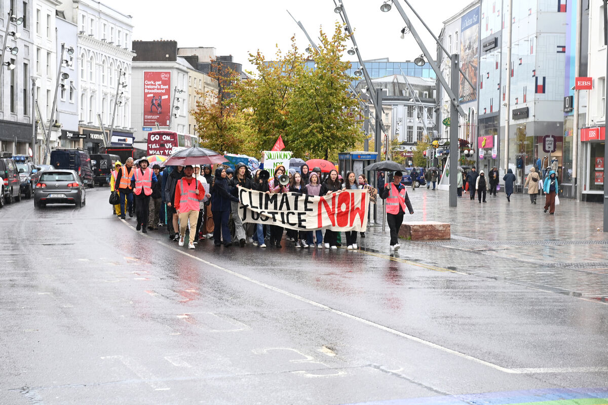 Climate Justice activists taking part in a youth-led #FridaysForFuture protest in Cork City centre on Friday. Pic: Larry Cummins Climate Justice activists taking part in a youth-led #FridaysForFuture protest in Cork City centre on Friday. Pic: Larry Cummins