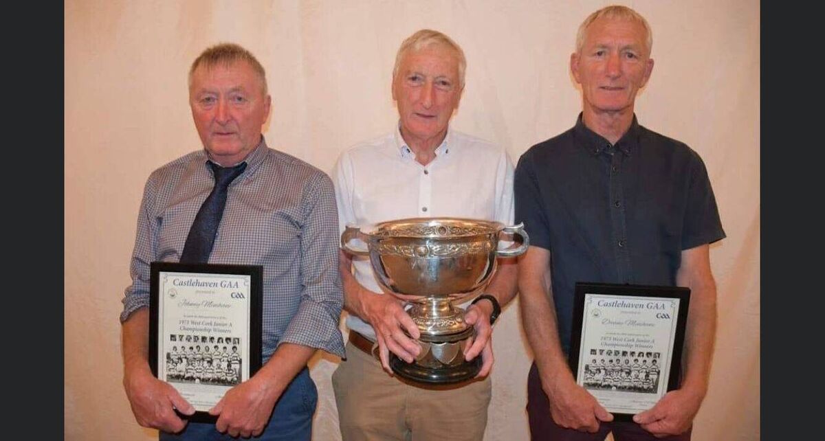 The Minihane brothers who played on the victorious Castlehaven team in 1973. From left: Johnny, Denis, and Danny Minihane.