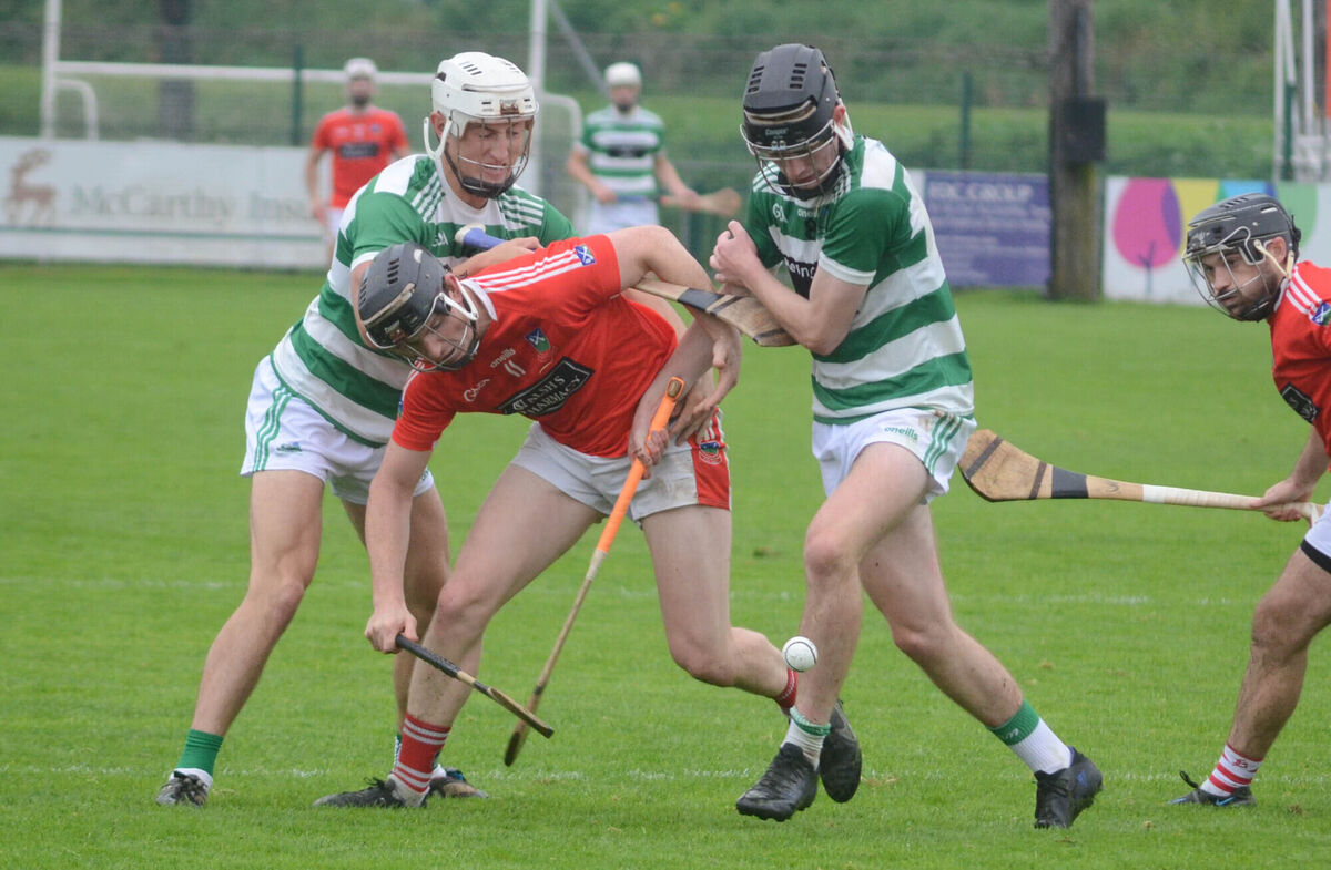 Kilworth's Noel McNamara batles with Shane O'Leary and Eoin Guinnane of Valley Rovers. Picture: Howard Crowdy Kilworth's Noel McNamara batles with Shane O'Leary and Eoin Guinnane of Valley Rovers. Picture: Howard Crowdy