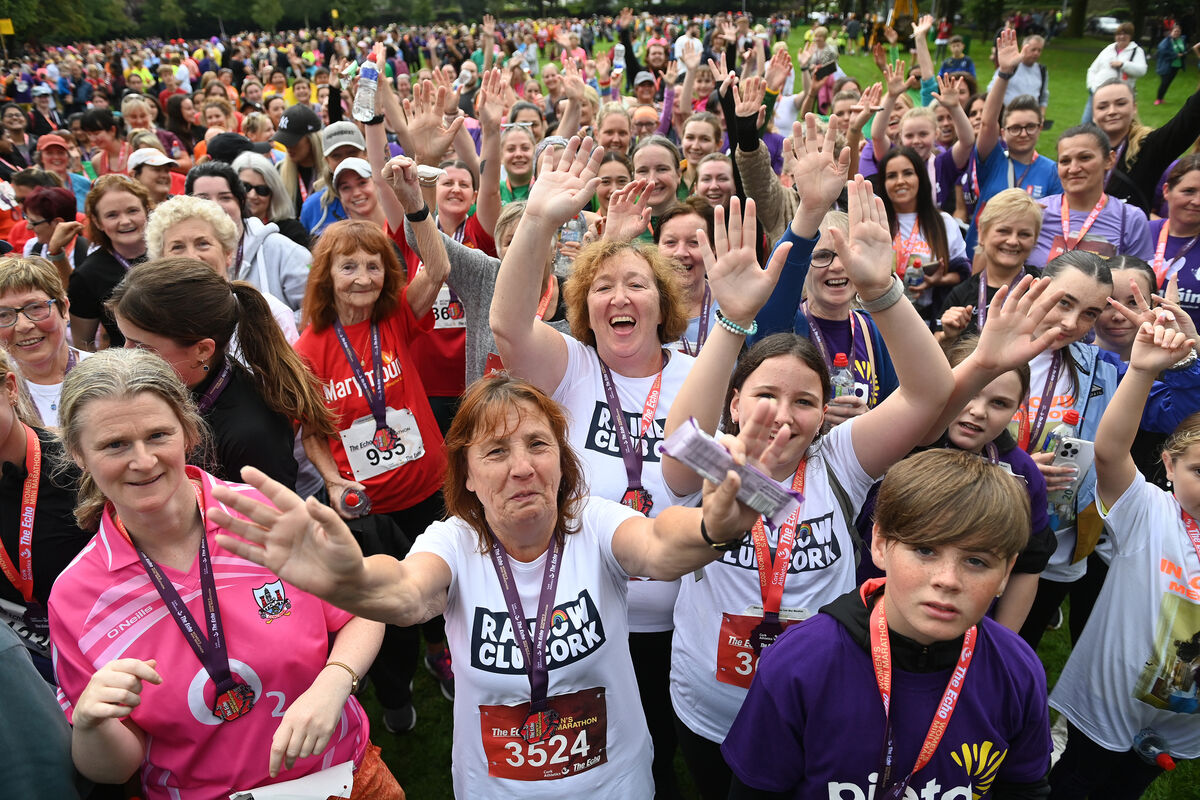  Crowds party at the finish of The Echo Women's Mini-Marathon at Kennedy Park. Pic Larry Cummins
