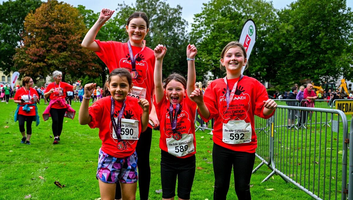 Anna Dolic (8), Megan O’ Donovan (16), Olivia Forbes (8) and Emily O’ Donovan (10) celebrate with their medals after participating in the Echo Mini Marathon on behalf of Autism Assistance Dogs. Anna Dolic (8), Megan O’ Donovan (16), Olivia Forbes (8) and Emily O’ Donovan (10) celebrate with their medals after participating in the Echo Mini Marathon on behalf of Autism Assistance Dogs.