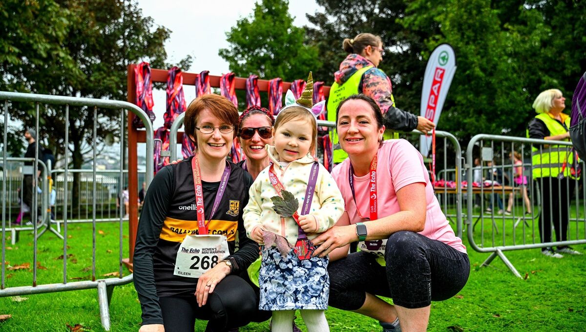 Eileen and Claire Healy with Sadie (2) and Geraldine Merrigan celebrating after they participated in the Echo Mini Marathon on behalf of Marymount. Eileen and Claire Healy with Sadie (2) and Geraldine Merrigan celebrating after they participated in the Echo Mini Marathon on behalf of Marymount.